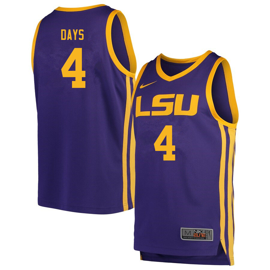 Men #4 Darius Days LSU Tigers College Basketball Jerseys Sale-Retro